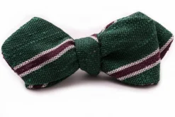 Green & Purple Shantung Silk Striped Bow Tie