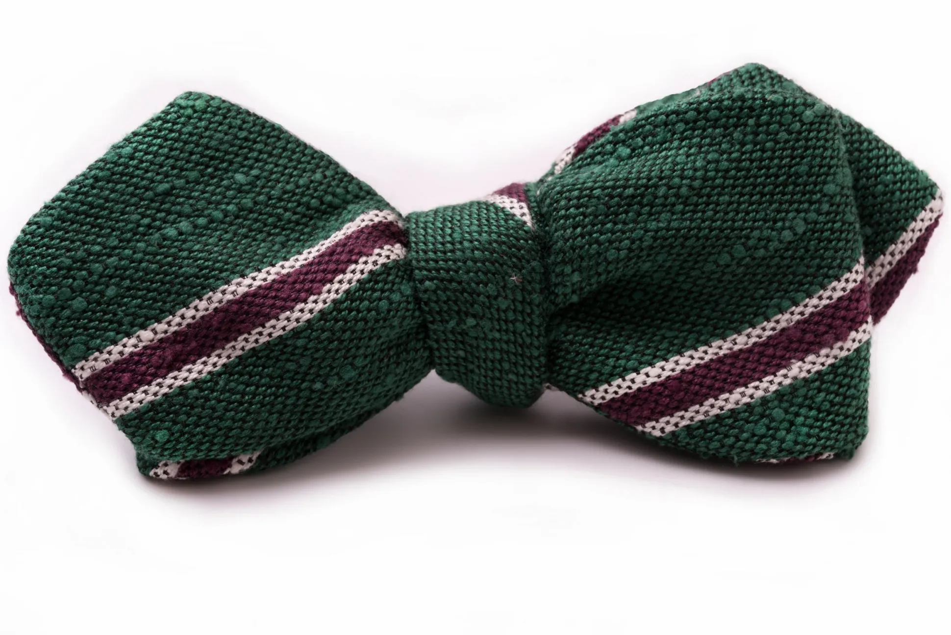 Green & Purple Shantung Silk Striped Bow Tie
