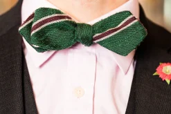 Green & Purple Shantung Silk Striped Bow Tie