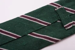 Green & Purple Striped Shantung Silk Tie