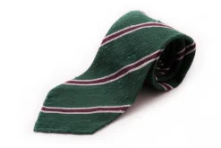 Green & Purple Striped Shantung Silk Tie