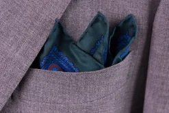 Green & Turquoise Paisley Madder Silk Pocket Square