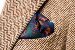 Green & Turquoise Paisley Madder Silk Pocket Square