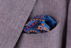Green & Turquoise Paisley Madder Silk Pocket Square
