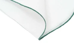 Green Wave Edge White Linen Pocket Square