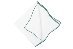 Green Wave Edge White Linen Pocket Square