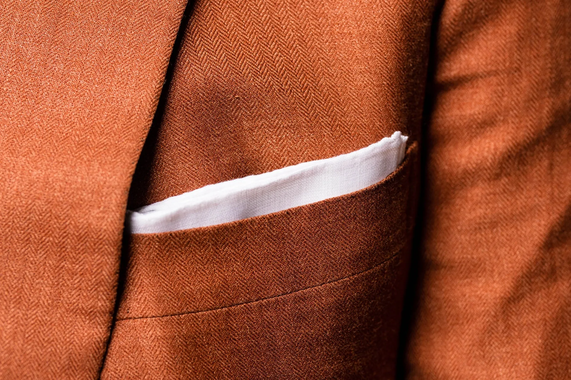 Hand-Embroidered Initial "E" White Linen Pocket Square