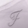 Hand-Embroidered Initial "F" White Linen Pocket Square