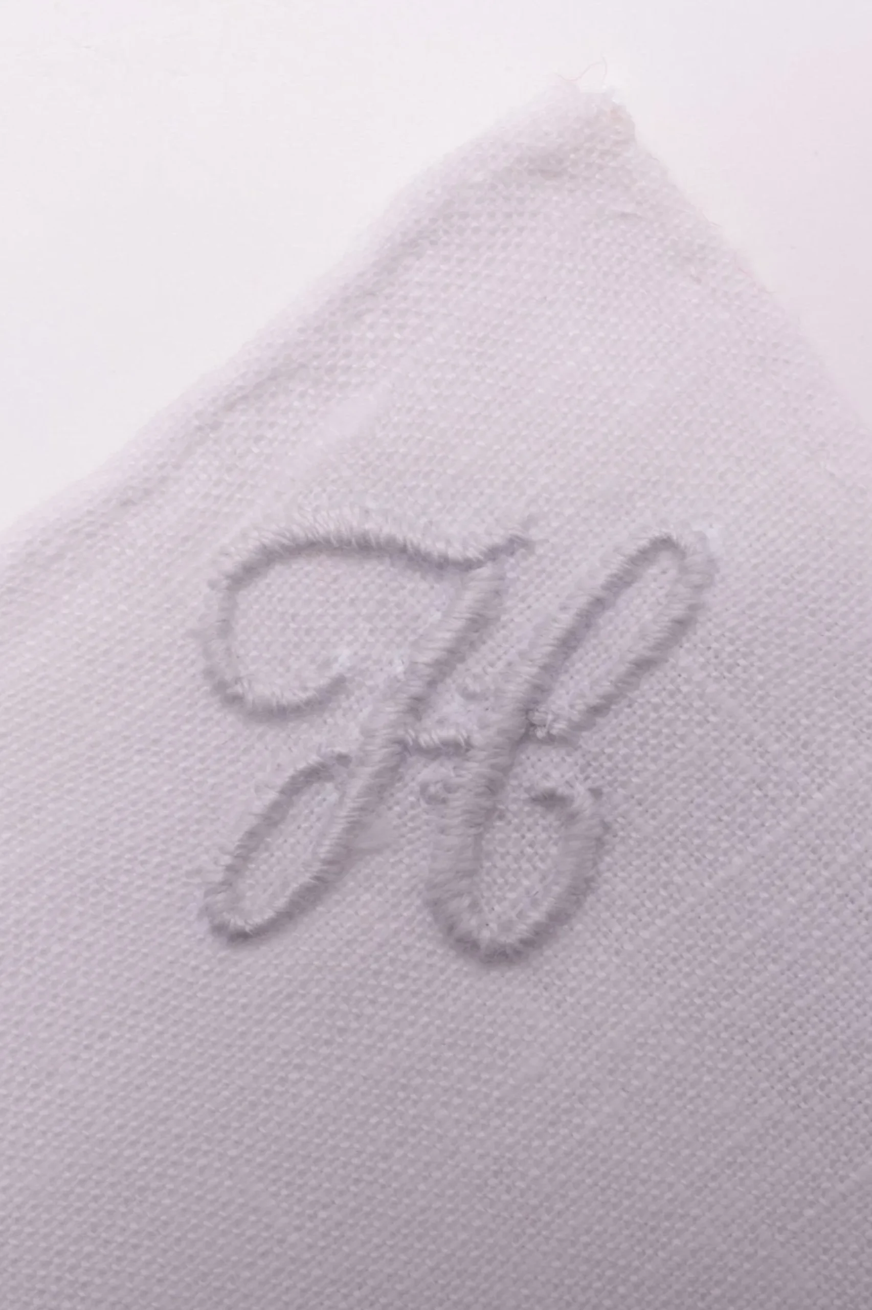 Hand-Embroidered Initial "H" White Linen Pocket Square