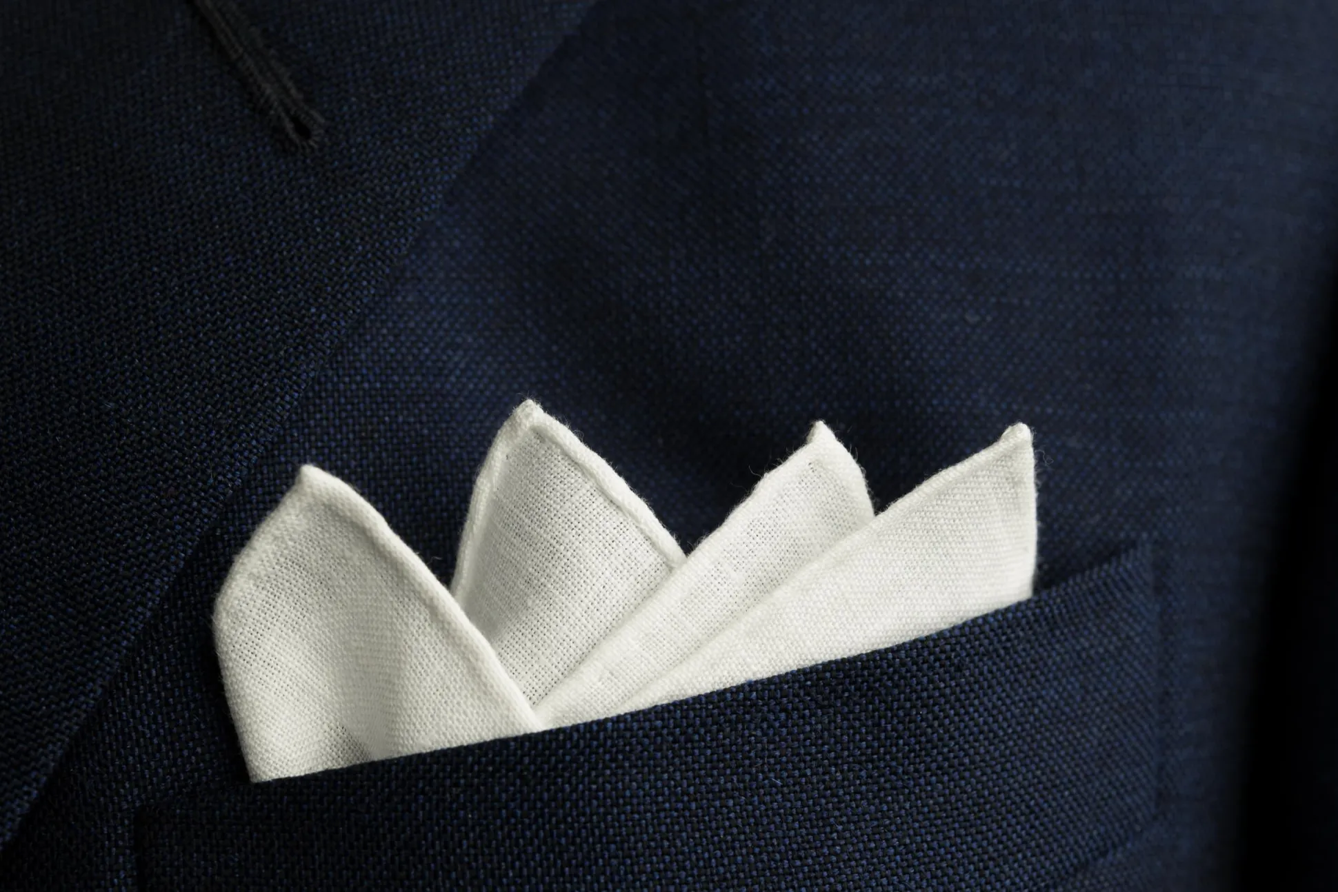 Hand-Embroidered Initial "I" White Linen Pocket Square