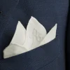 Hand-Embroidered Initial "S" White Linen Pocket Square