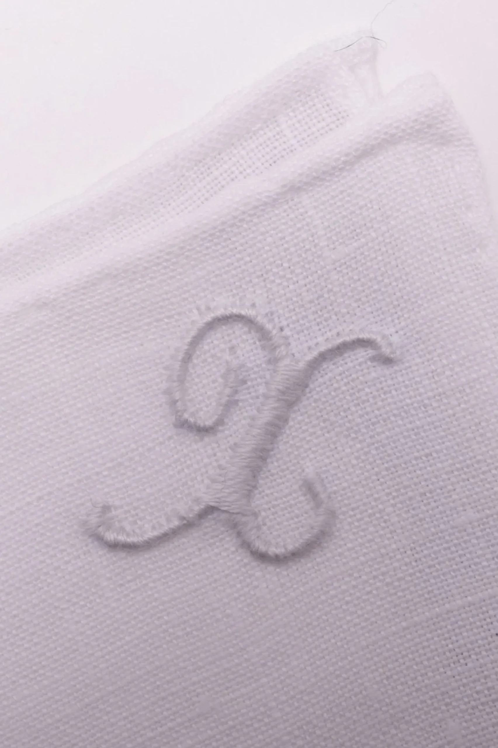 Hand-Embroidered Initial "X" White Linen Pocket Square