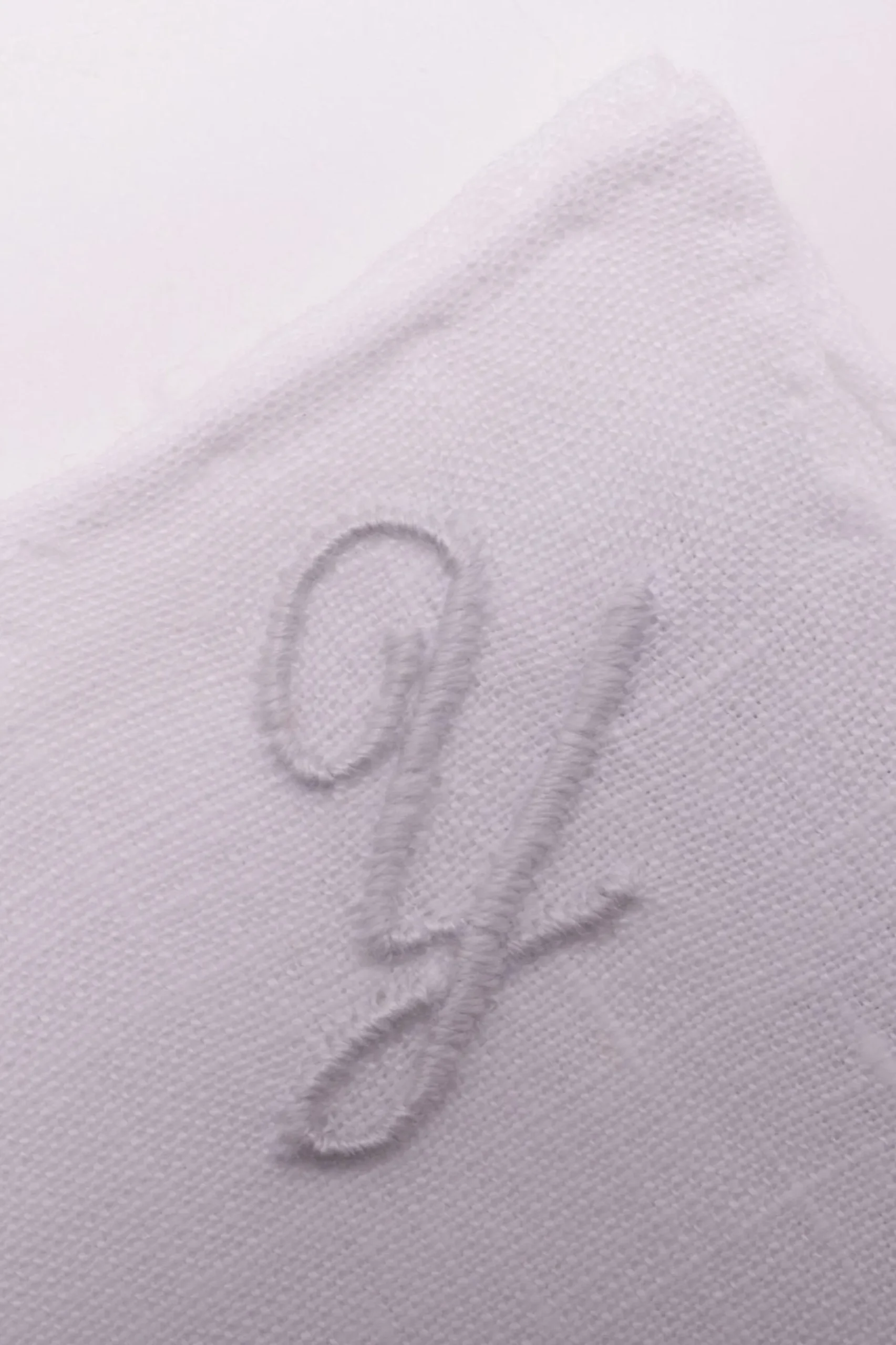 Hand-Embroidered Initial "Y" White Linen Pocket Square