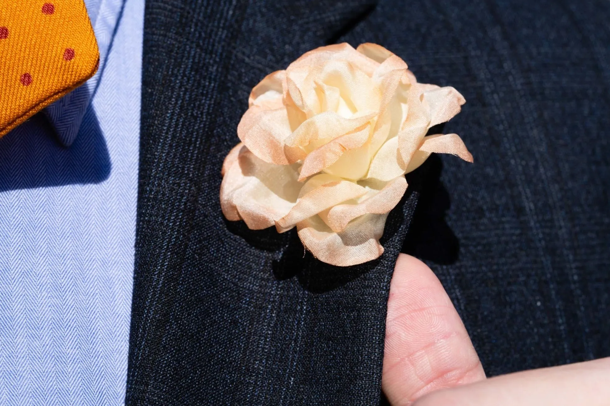 Heirloom Peach Spray Rose Boutonnière Flower