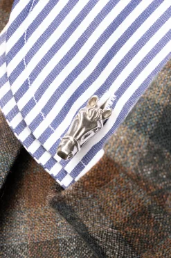 Horse & Stirrup Blackened Sterling Silver Cufflinks