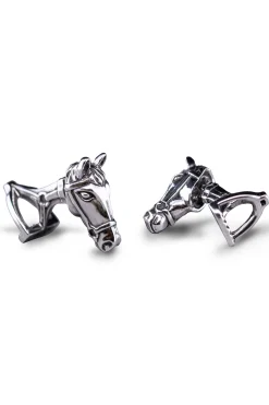 Horse & Stirrup Blackened Sterling Silver Cufflinks