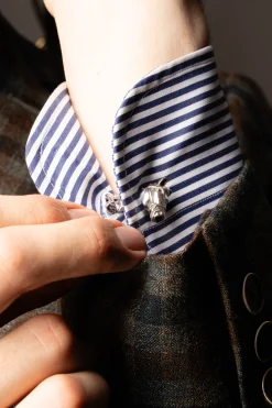 Horse & Stirrup Blackened Sterling Silver Cufflinks