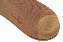 Khaki and Dark Red Two-Tone Cotton Socks