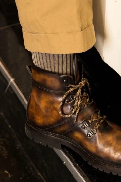 Khaki & Navy Shadow Stripe Lightweight Cotton Socks