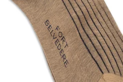 Khaki & Navy Shadow Stripe Lightweight Cotton Socks