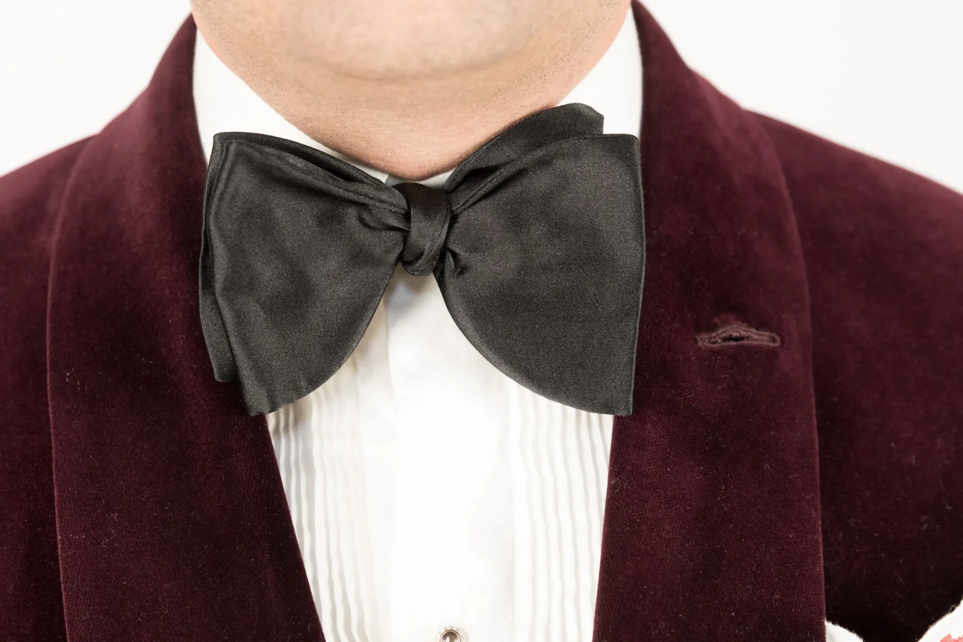 Large Black Butterfly Silk Satin Bow Tie