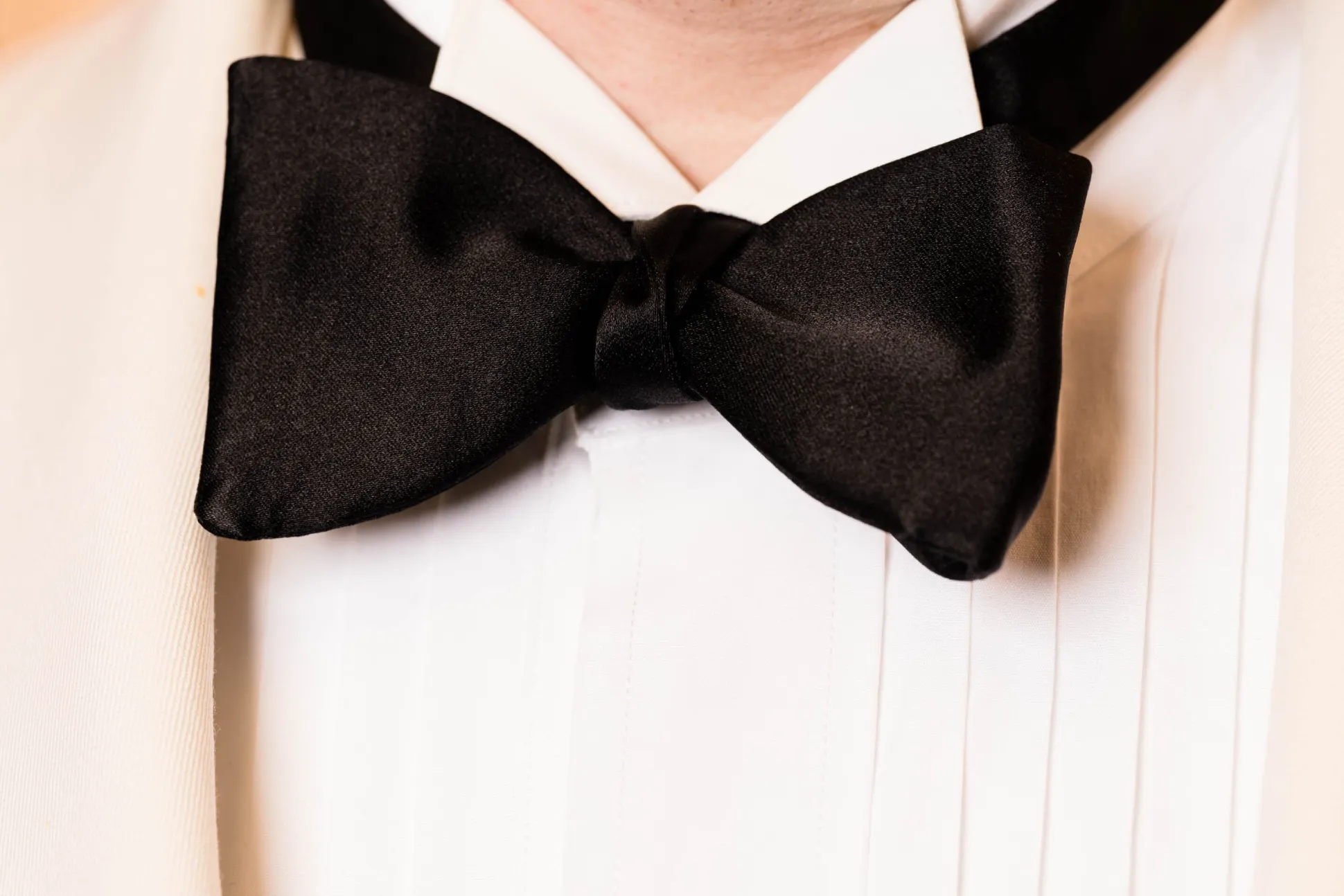 Large Black Butterfly Silk Satin Bow Tie