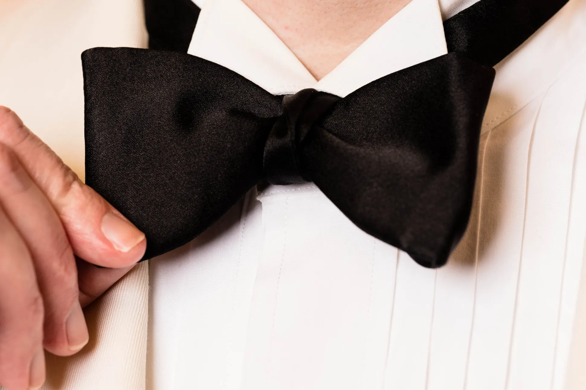 Large Black Butterfly Silk Satin Bow Tie