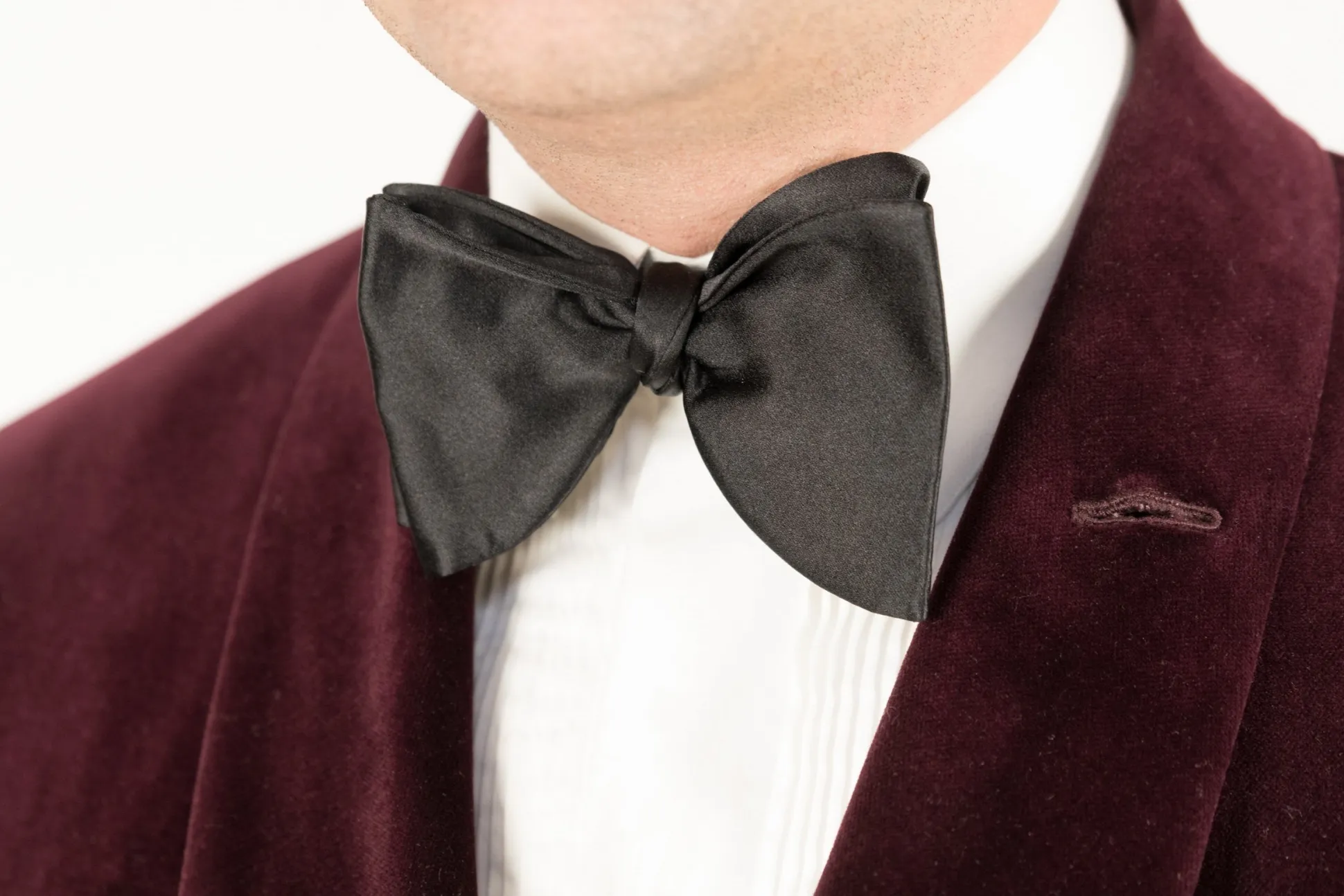 Large Black Butterfly Silk Satin Bow Tie