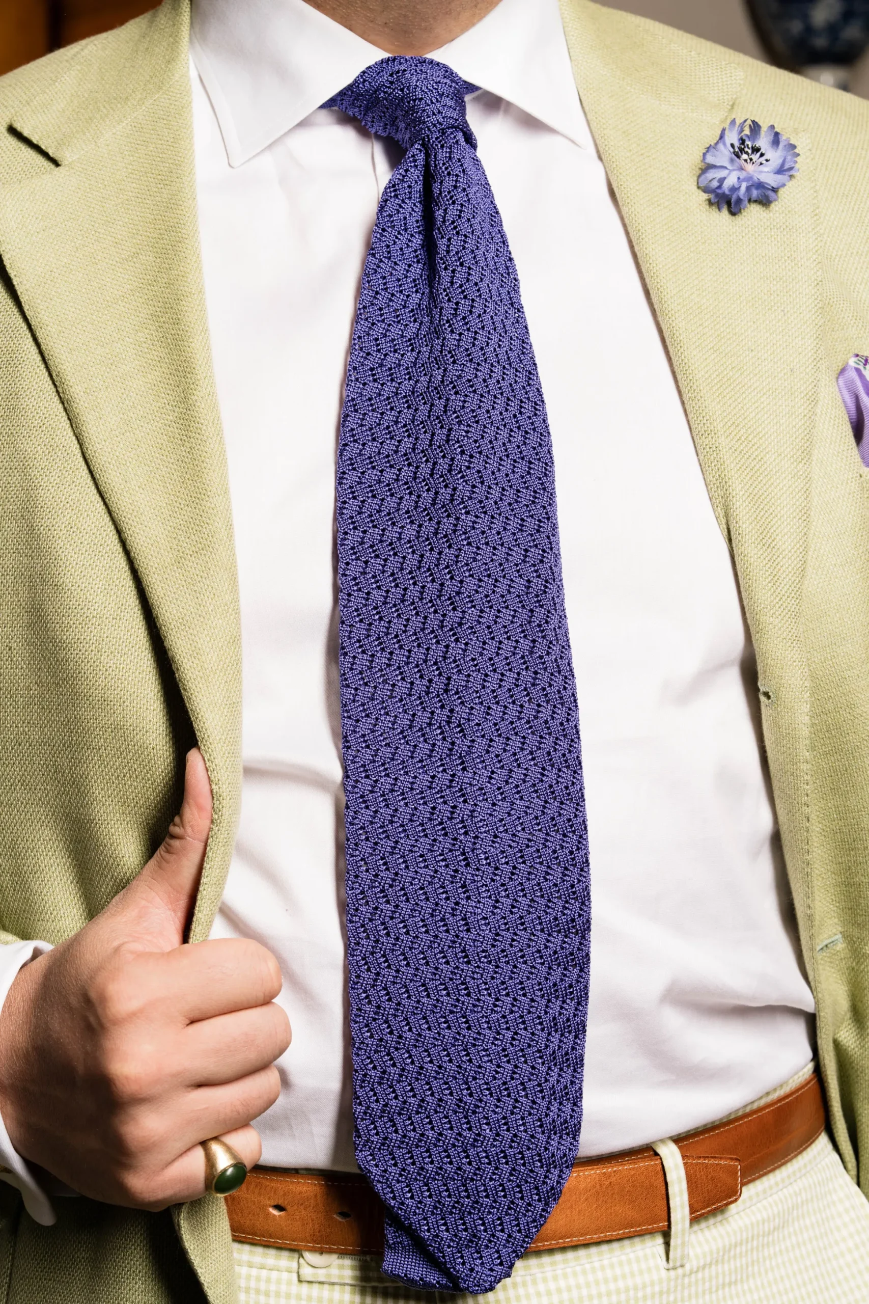 Lavender Purple Zigzag Silk Knit Tie