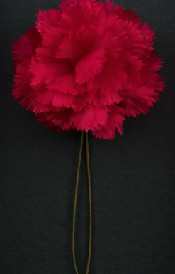 Life-Sized Dark Red Carnation Boutonnière Flower