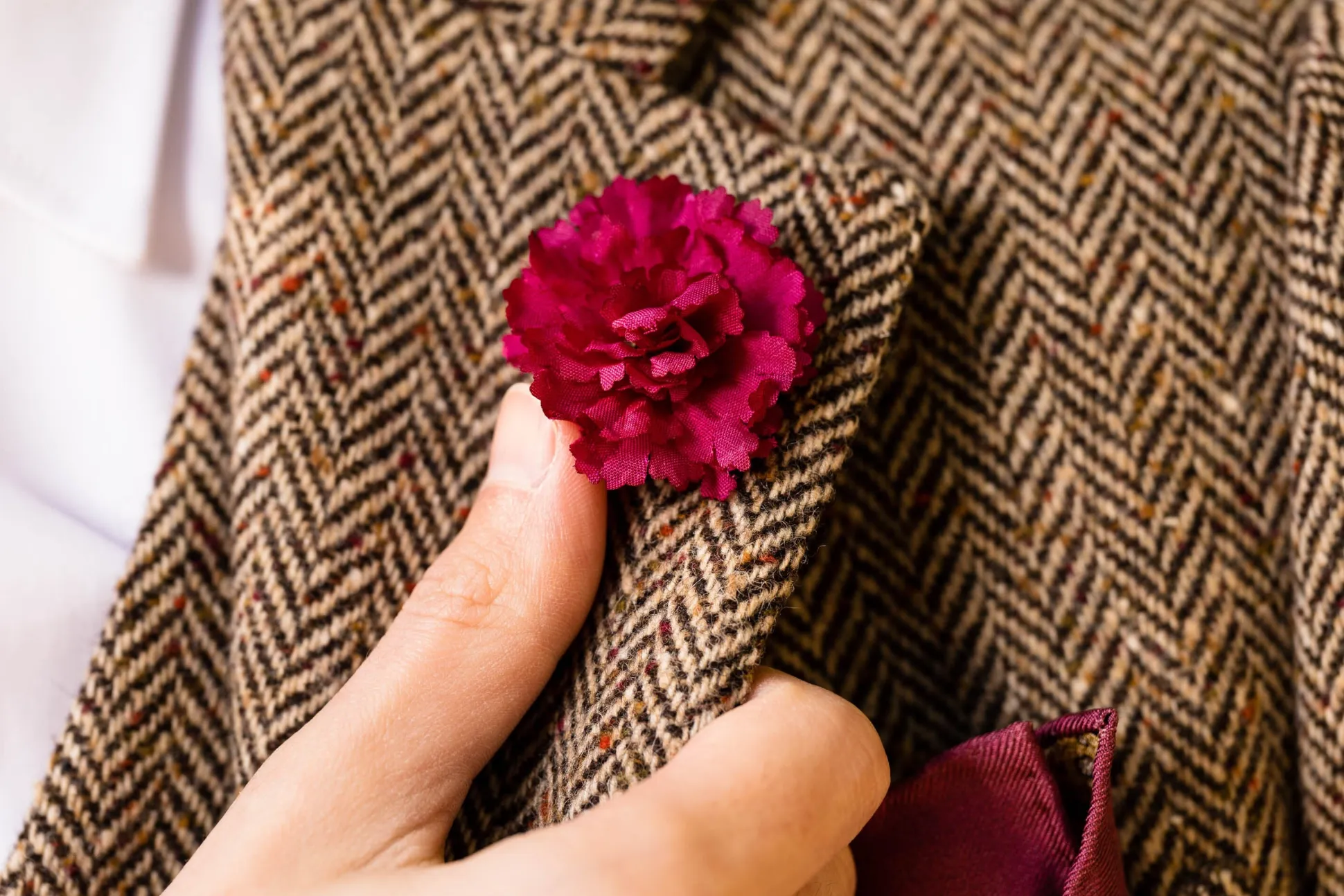 Life-Sized Dark Red Carnation Boutonnière Flower