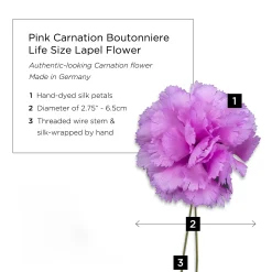 Life-Sized Pink Carnation Boutonnière Flower