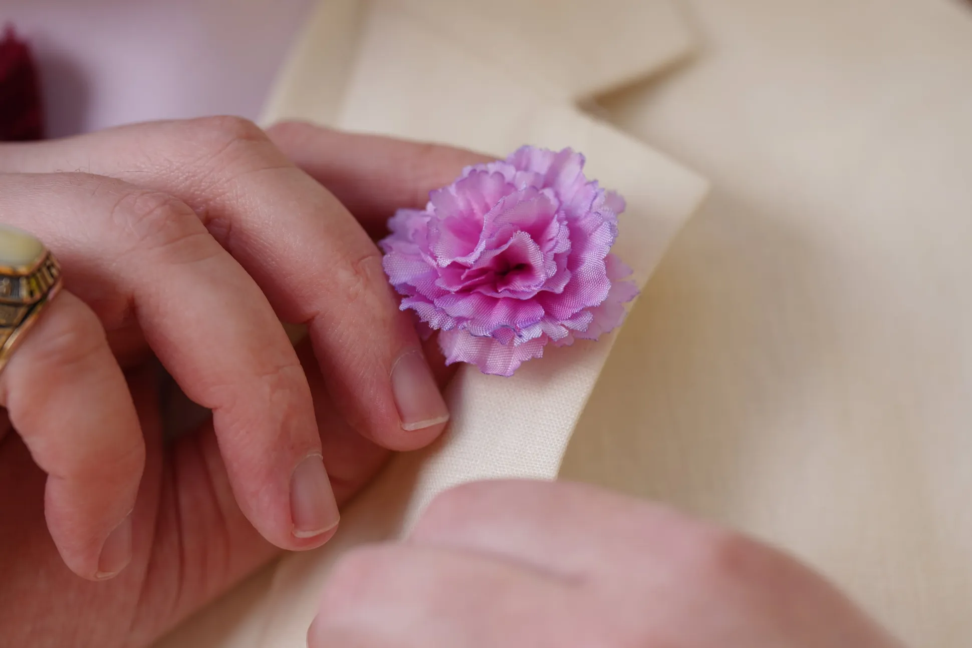 Life-Sized Pink Carnation Boutonnière Flower