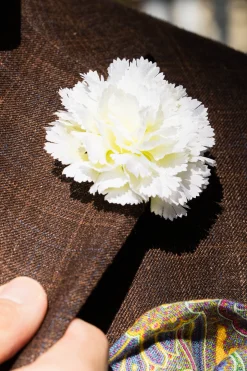 Life-Size White Carnation Boutonnière Flower
