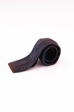 Light Blue & Brown Two-Tone Silk Knit Tie