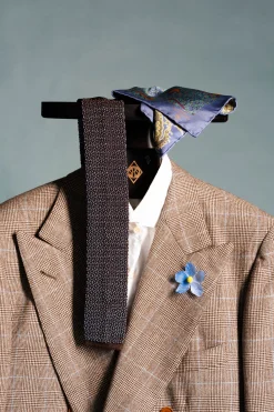 Light Blue & Brown Two-Tone Silk Knit Tie