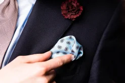 Light Blue Large & Small Paisley Silk Pocket Square