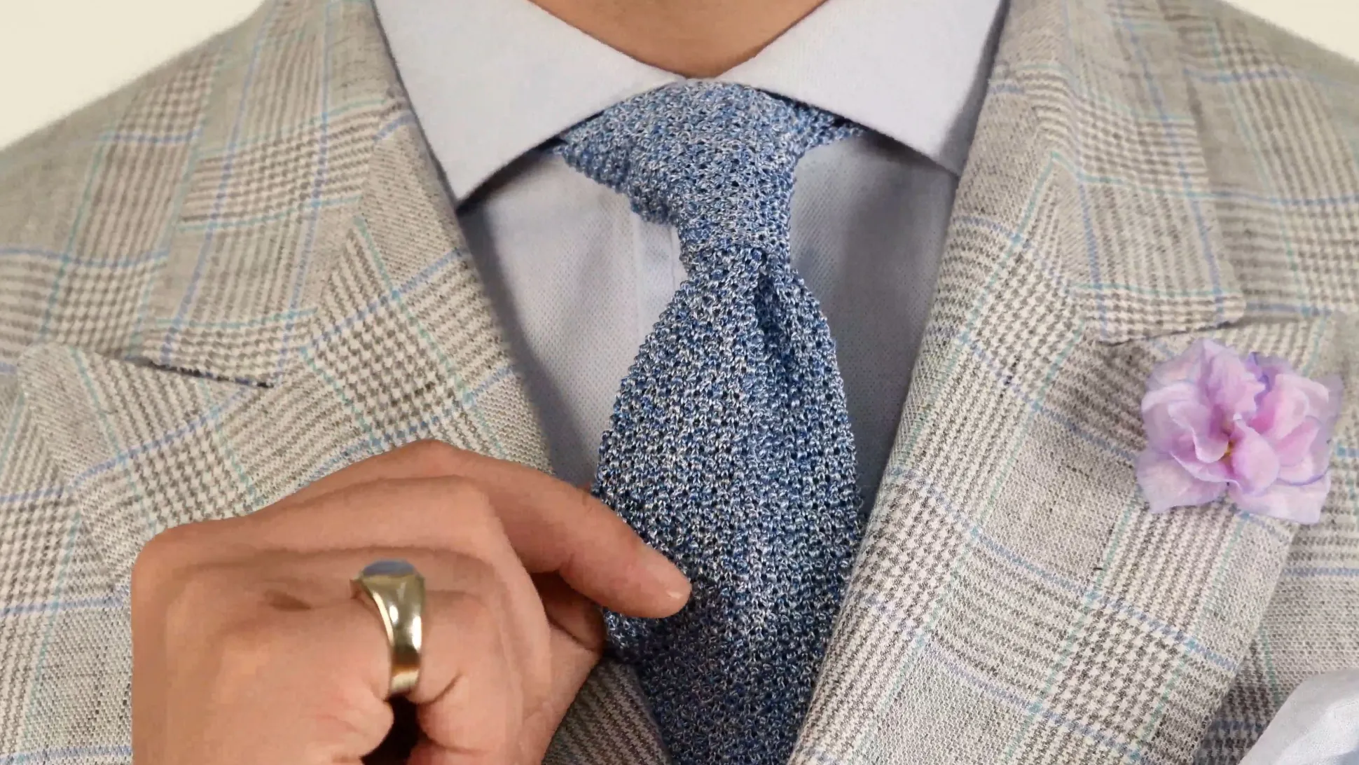 Light Blue Mottled Silk Knit Tie