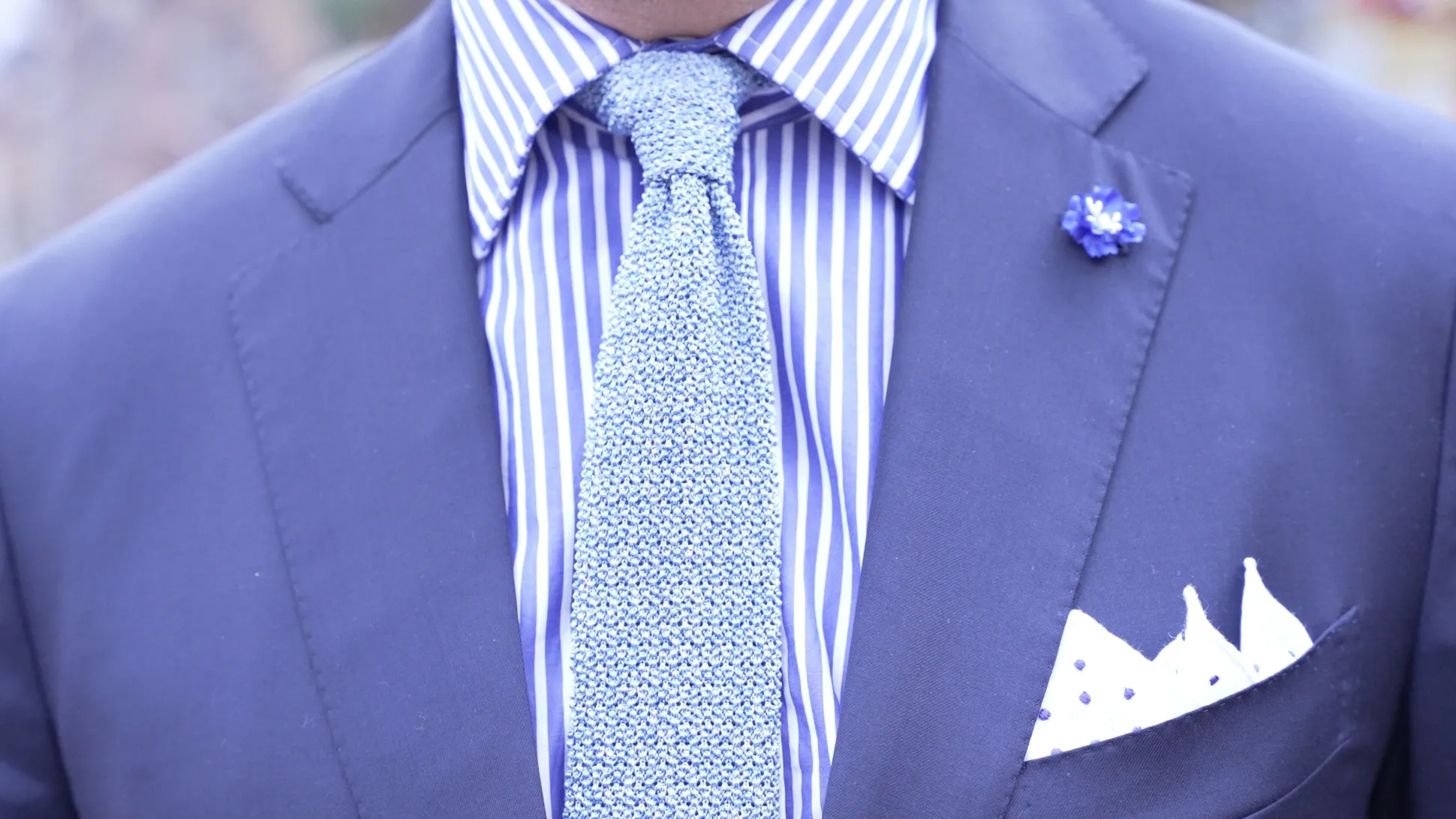 Light Blue Mottled Silk Knit Tie