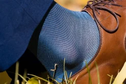 Light Blue & Navy Blue Two-Tone Cotton Socks