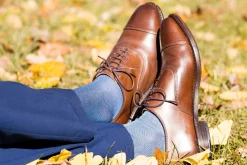 Light Blue & Navy Blue Two-Tone Cotton Socks