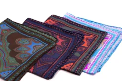 Light Blue & Pink Large Paisley Silk Pocket Square