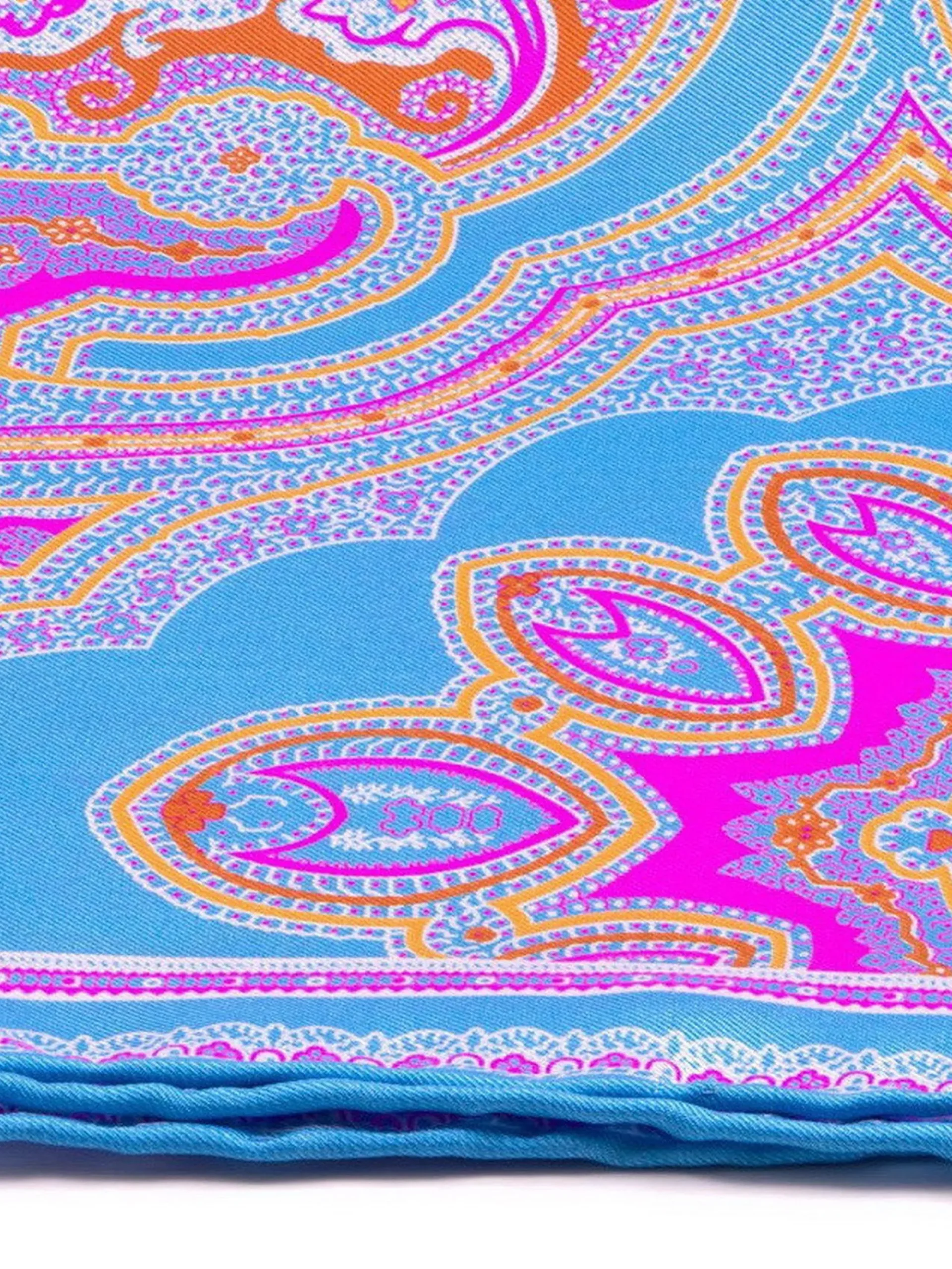 Light Blue & Pink Large Paisley Silk Pocket Square