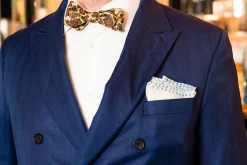 Light Blue X-Stitch Edge White Linen Pocket Square