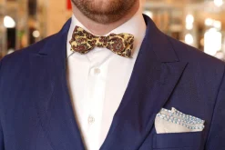 Light Blue X-Stitch Edge White Linen Pocket Square