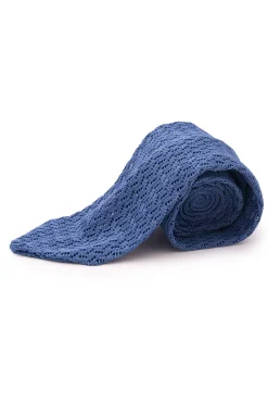 Light Blue Zigzag Silk Knit Tie