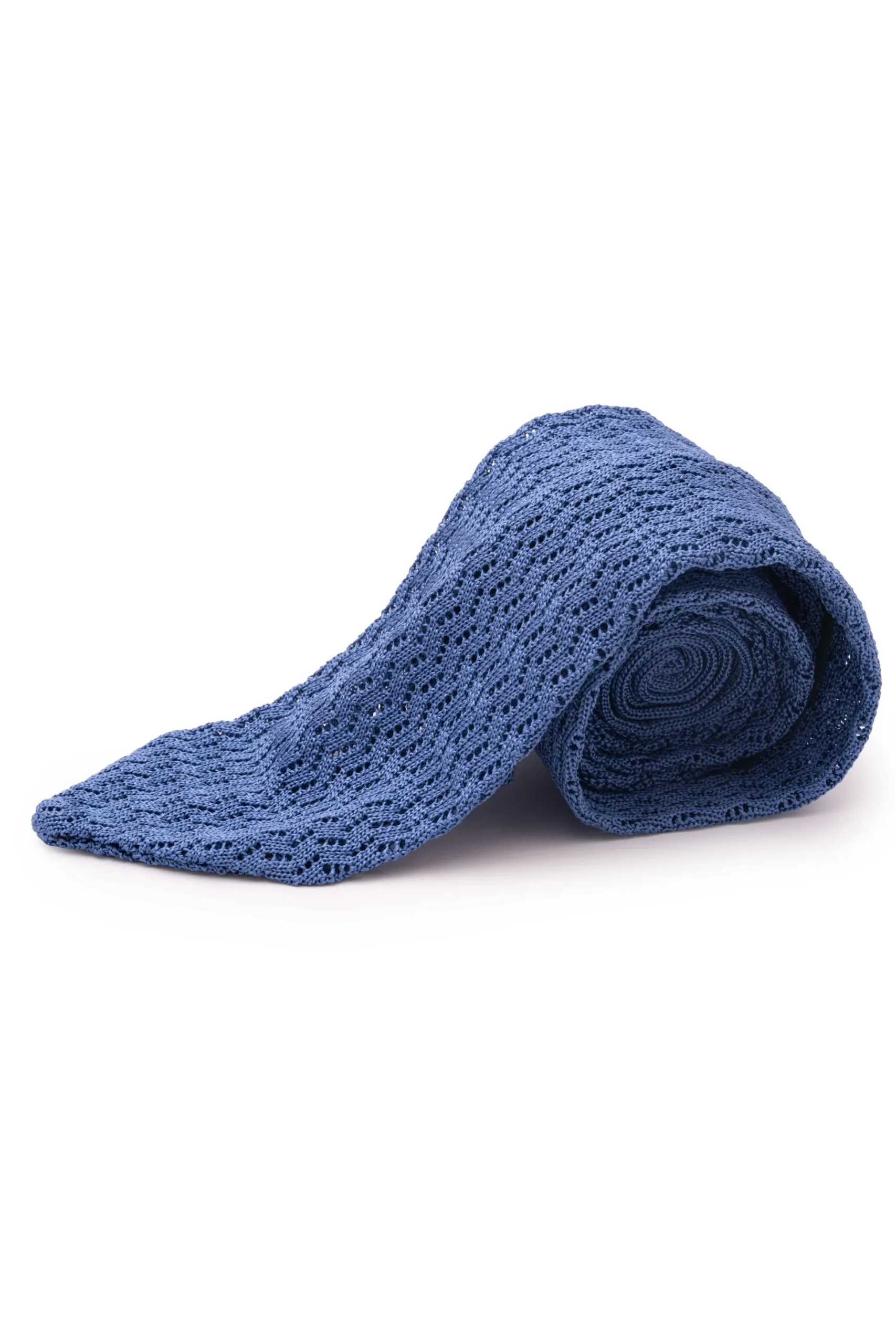 Light Blue Zigzag Silk Knit Tie