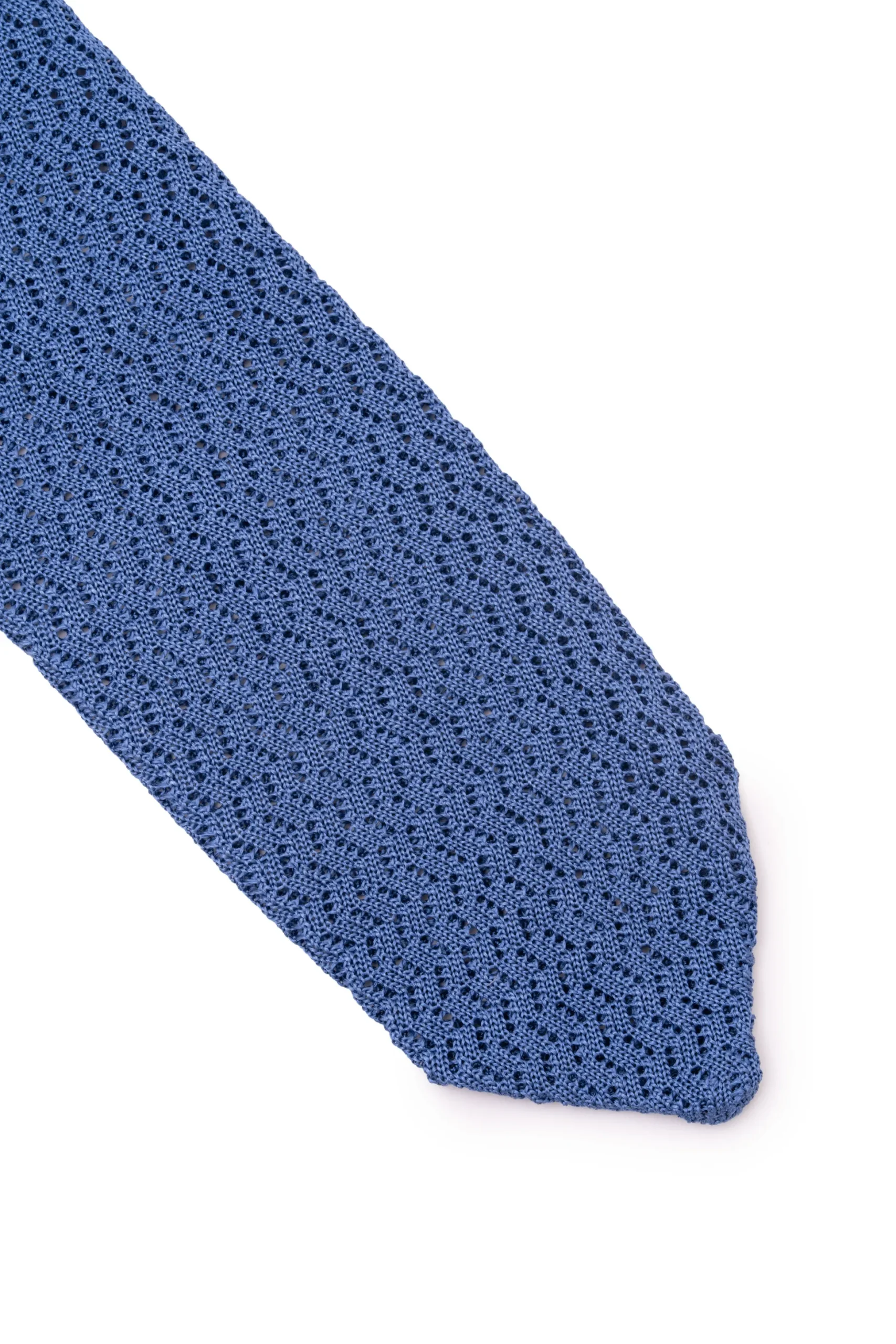 Light Blue Zigzag Silk Knit Tie