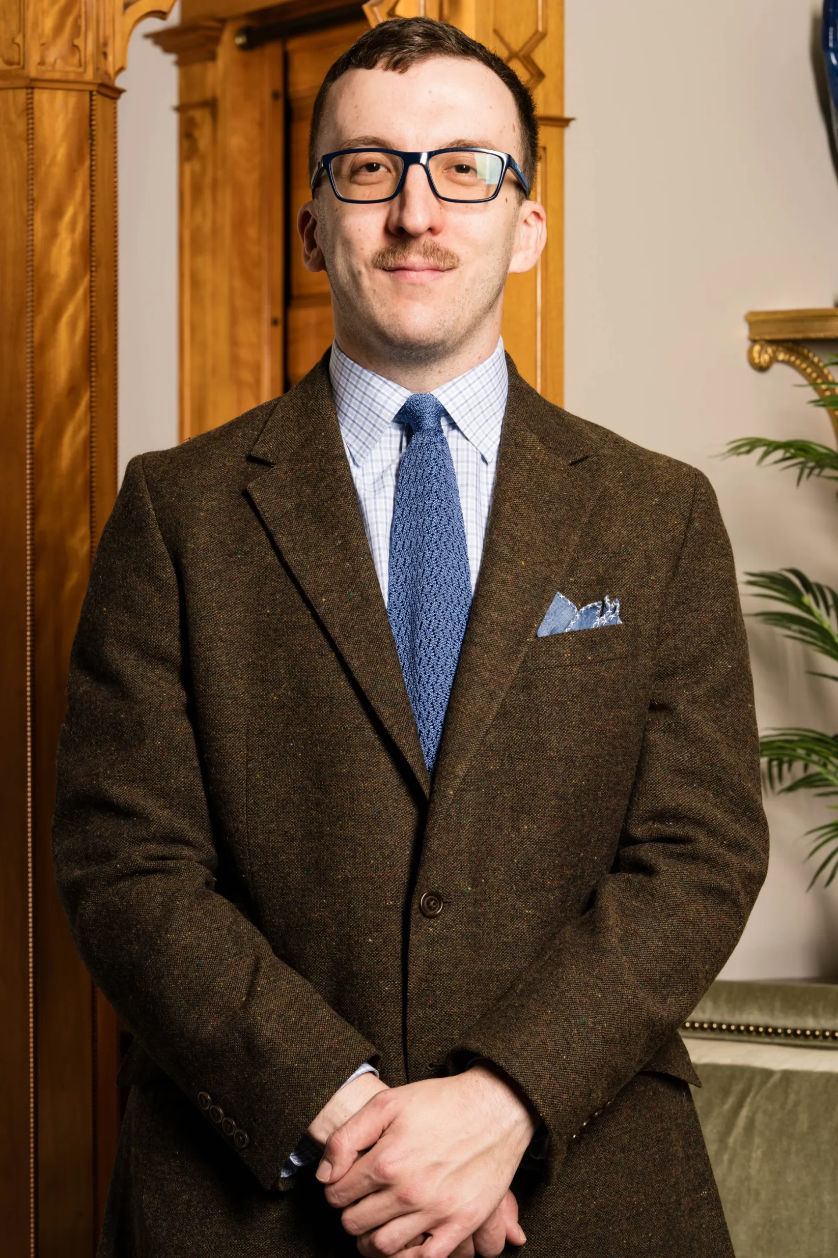 Light Blue Zigzag Silk Knit Tie