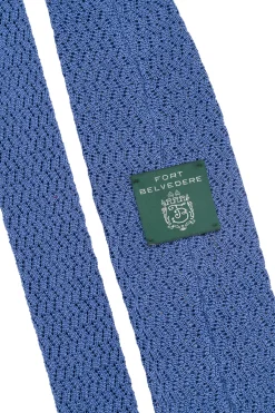 Light Blue Zigzag Silk Knit Tie